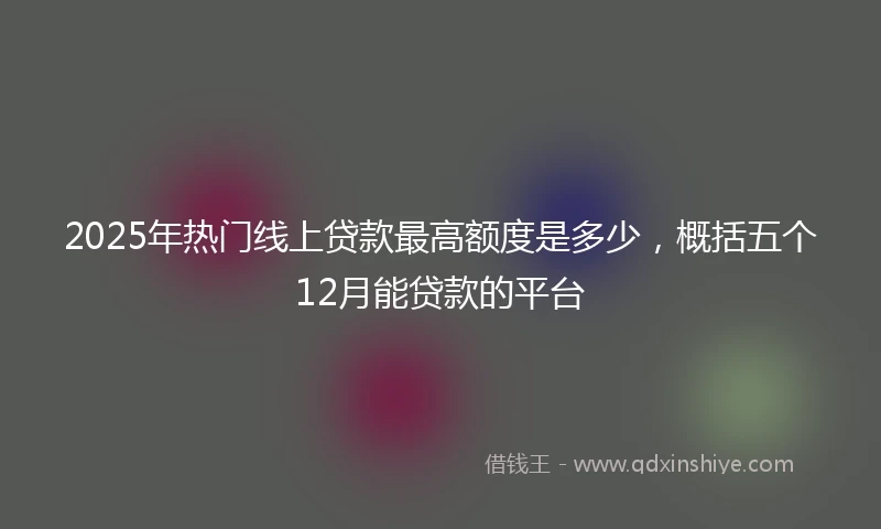 2025年热门线上贷款最高额度是多少,概括五个12月能贷款的平台