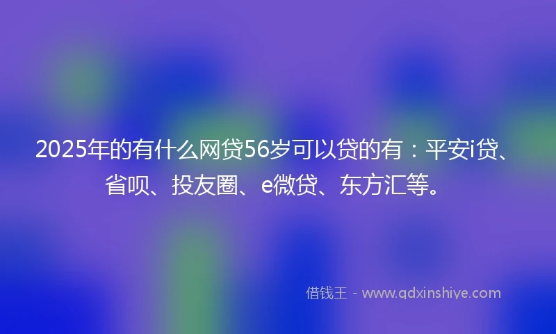 2025年的有什么网贷56岁可以贷的有：平安i贷、省呗、投友圈、e微贷、东方汇等。