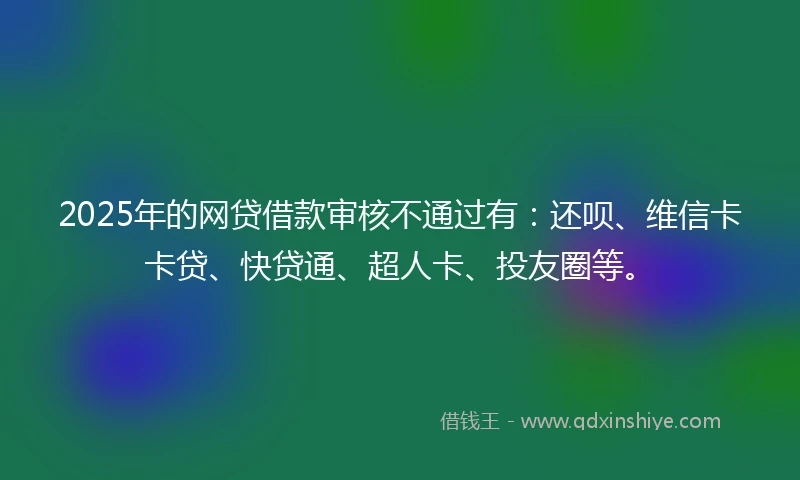 2025年的网贷借款审核不通过有：还呗、维信卡卡贷、快贷通、超人卡、投友圈等。