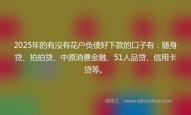 2025年的有没有花户负债好下款的口子有：随身贷、拍拍贷、中原消费金融、51人品贷、信用卡贷等。