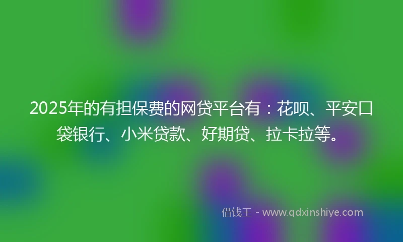 2025年的有担保费的网贷平台有：花呗、平安口袋银行、小米贷款、好期贷、拉卡拉等。