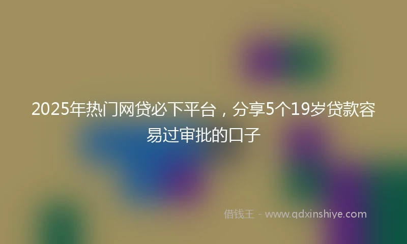 2025年热门网贷必下平台，分享5个19岁贷款容易过审批的口子