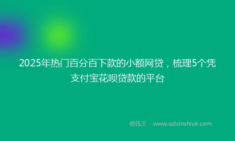 2025年热门百分百下款的小额网贷，梳理5个凭支付宝花呗贷款的平台