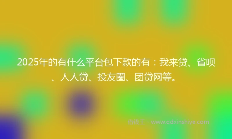 2025年的有什么平台包下款的有：我来贷、省呗、人人贷、投友圈、团贷网等。