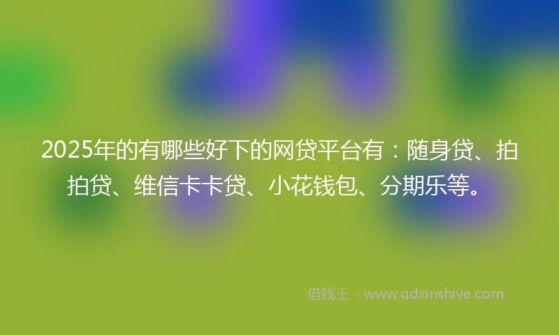 2025年的有哪些好下的网贷平台有：随身贷、拍拍贷、维信卡卡贷、小花钱包、分期乐等。