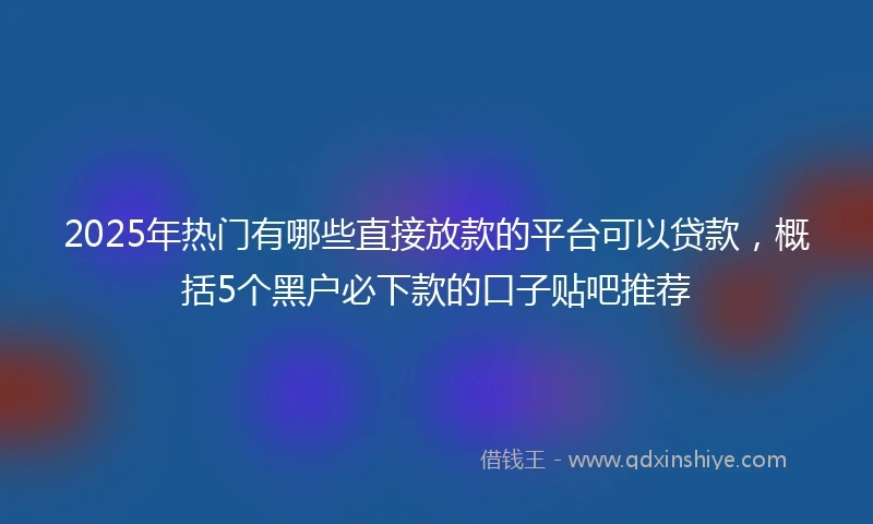 2025年热门有哪些直接放款的平台可以贷款，概括5个黑户必下款的口子贴吧推荐