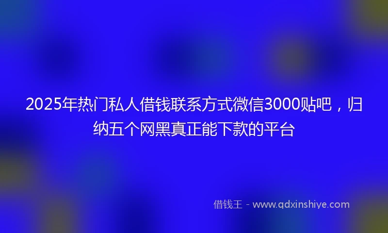 2025年热门私人借钱联系方式微信3000贴吧，归纳五个网黑真正能下款的平台