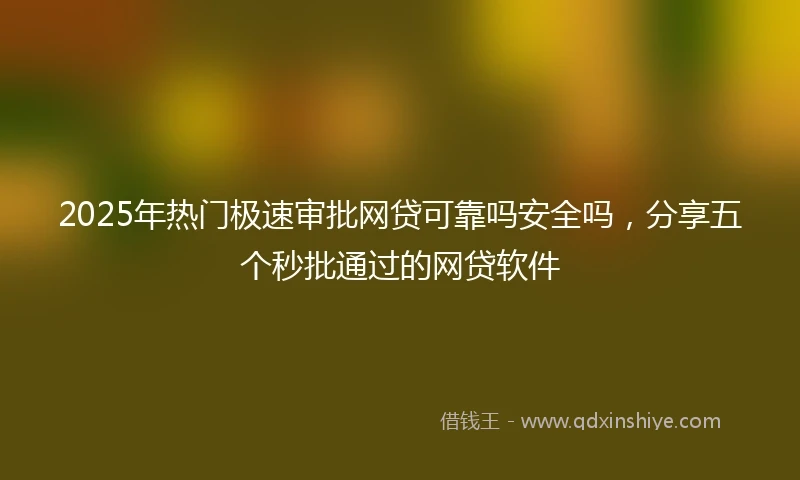 2025年热门极速审批网贷可靠吗安全吗，分享五个秒批通过的网贷软件