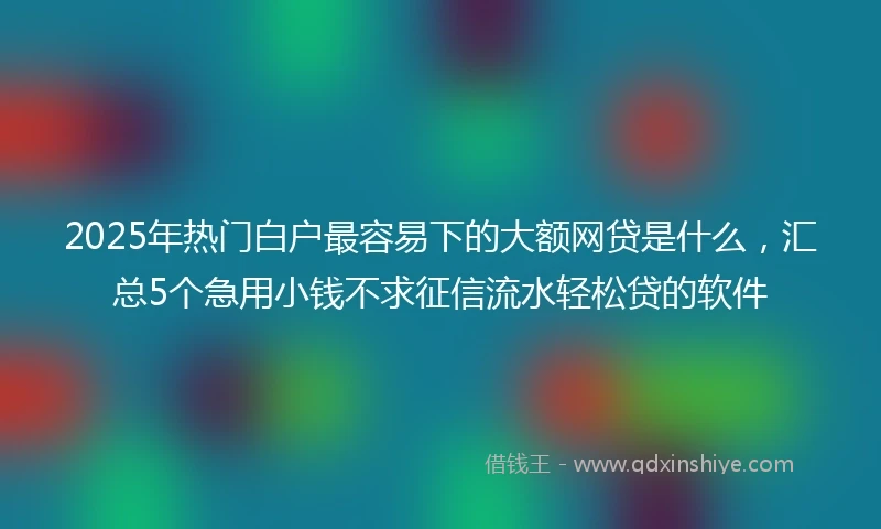 2025年热门白户最容易下的大额网贷是什么，汇总5个急用小钱不求征信流水轻松贷的软件