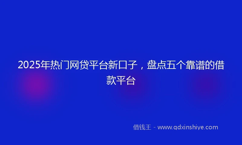 2025年热门网贷平台新口子，盘点五个靠谱的借款平台