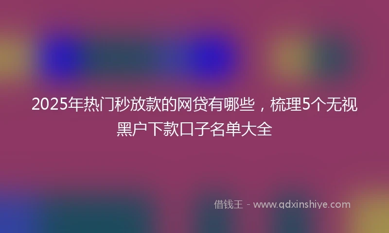 2025年热门秒放款的网贷有哪些，梳理5个无视黑户下款口子名单大全