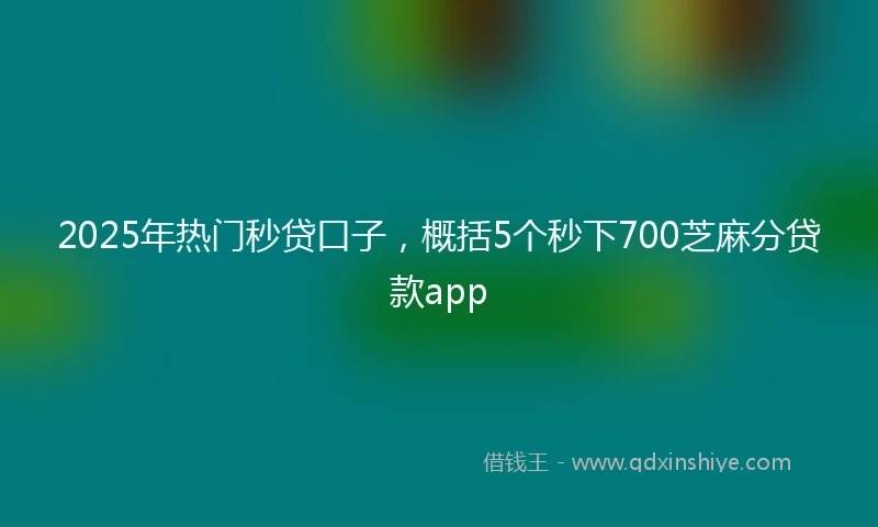 2025年热门秒贷口子，概括5个秒下700芝麻分贷款app