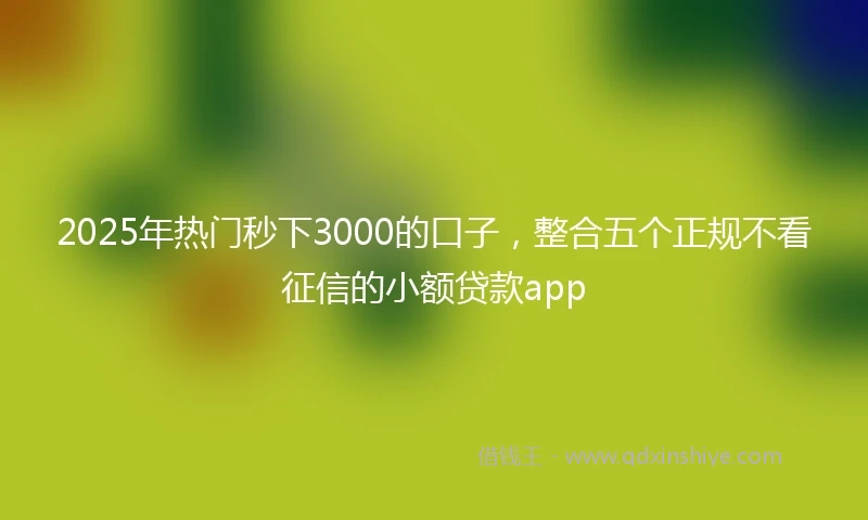 2025年热门秒下3000的口子，整合五个正规不看征信的小额贷款app