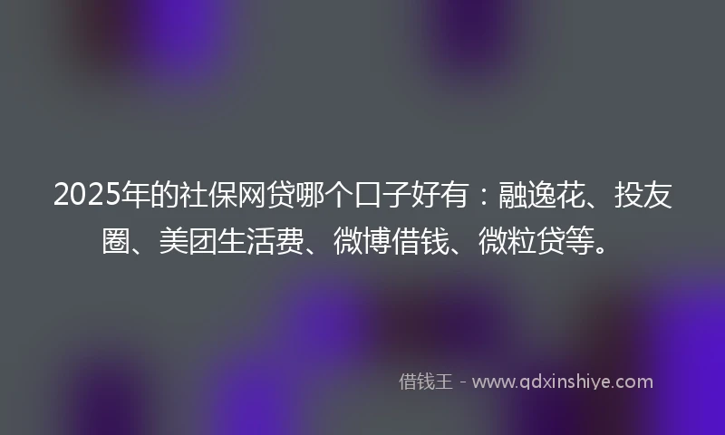 2025年的社保网贷哪个口子好有：融逸花、投友圈、美团生活费、微博借钱、微粒贷等。