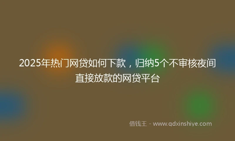 2025年热门网贷如何下款，归纳5个不审核夜间直接放款的网贷平台