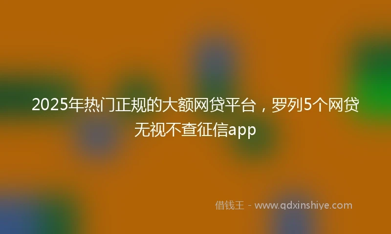 2025年热门正规的大额网贷平台，罗列5个网贷无视不查征信app