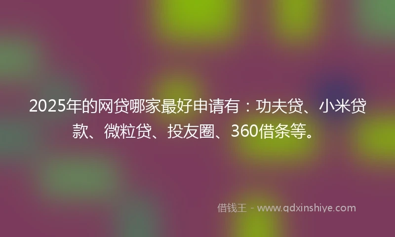 2025年的网贷哪家最好申请有：功夫贷、小米贷款、微粒贷、投友圈、360借条等。