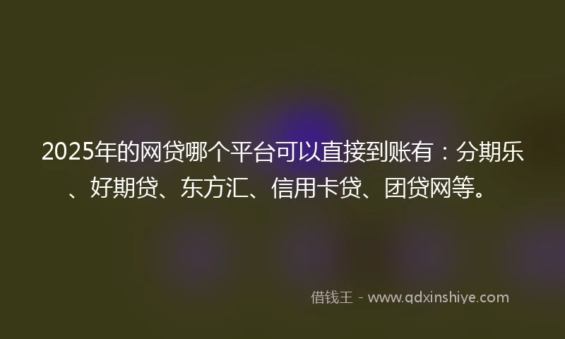 2025年的网贷哪个平台可以直接到账有：分期乐、好期贷、东方汇、信用卡贷、团贷网等。