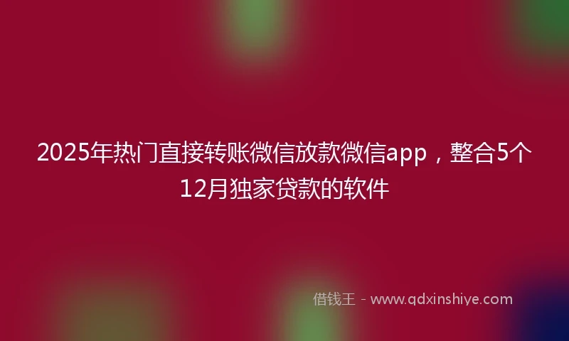 2025年热门直接转账微信放款微信app，整合5个12月独家贷款的软件