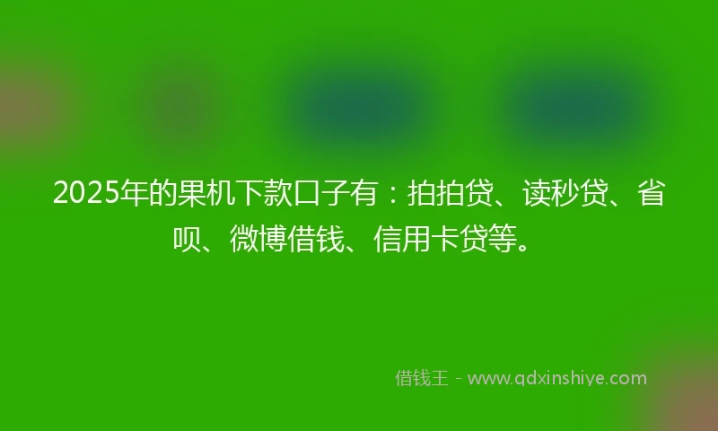 2025年的果机下款口子有：拍拍贷、读秒贷、省呗、微博借钱、信用卡贷等。