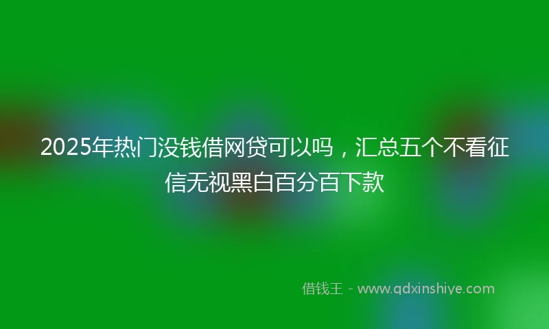 2025年热门没钱借网贷可以吗，汇总五个不看征信无视黑白百分百下款