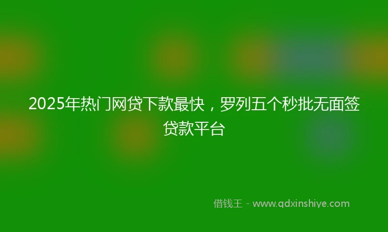 2025年热门网贷下款最快，罗列五个秒批无面签贷款平台