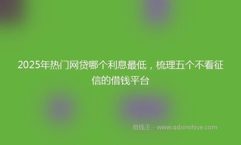 2025年热门网贷哪个利息最低，梳理五个不看征信的借钱平台