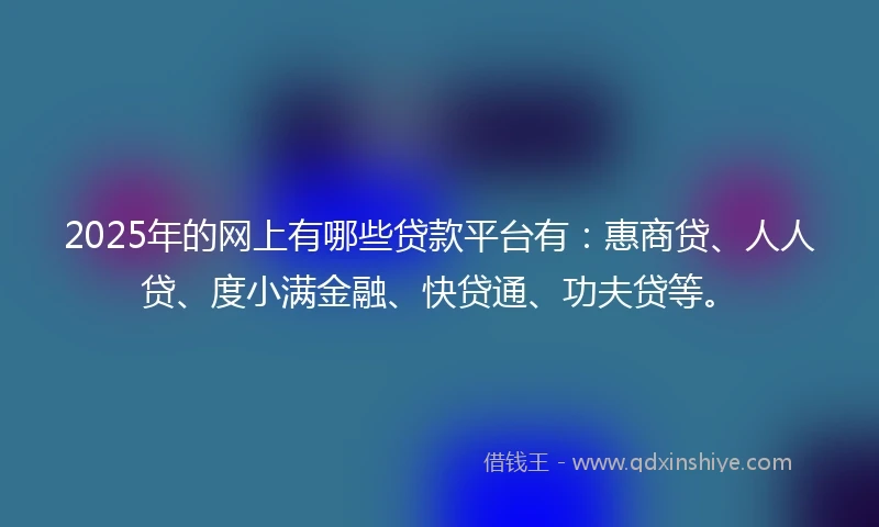 2025年的网上有哪些贷款平台有：惠商贷、人人贷、度小满金融、快贷通、功夫贷等。