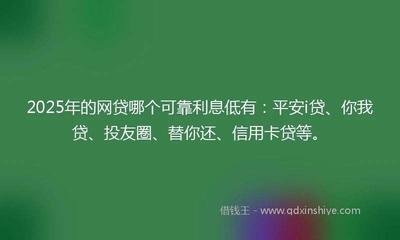 2025年的网贷哪个可靠利息低有：平安i贷、你我贷、投友圈、替你还、信用卡贷等。