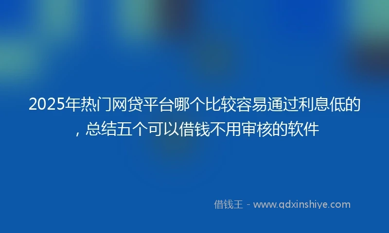 2025年热门网贷平台哪个比较容易通过利息低的，总结五个可以借钱不用审核的软件