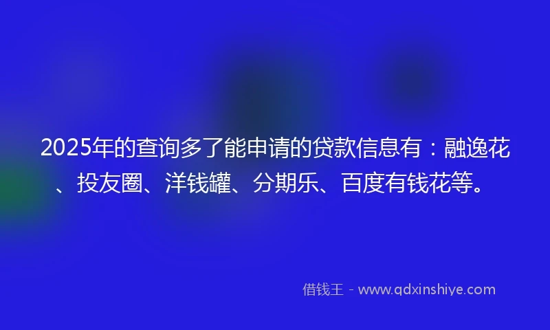 2025年的查询多了能申请的贷款信息有：融逸花、投友圈、洋钱罐、分期乐、百度有钱花等。