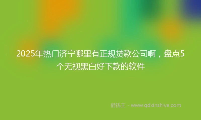 2025年热门济宁哪里有正规贷款公司啊，盘点5个无视黑白好下款的软件