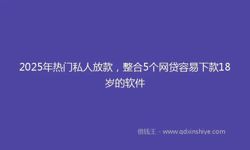 2025年热门私人放款，整合5个网贷容易下款18岁的软件