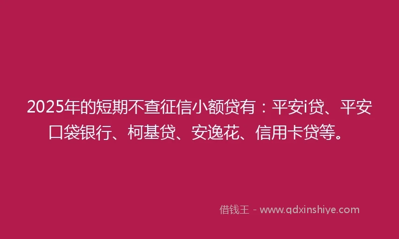 2025年的短期不查征信小额贷有：平安i贷、平安口袋银行、柯基贷、安逸花、信用卡贷等。