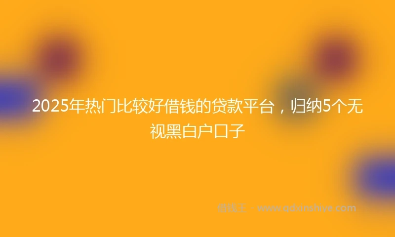 2025年热门比较好借钱的贷款平台，归纳5个无视黑白户口子