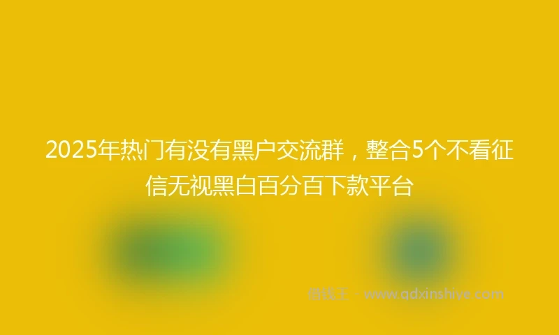 2025年热门有没有黑户交流群，整合5个不看征信无视黑白百分百下款平台