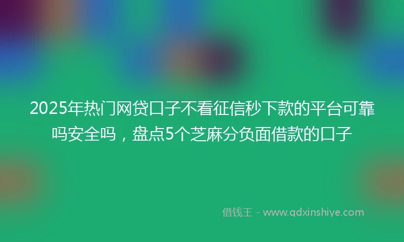 2025年热门网贷口子不看征信秒下款的平台可靠吗安全吗，盘点5个芝麻分负面借款的口子