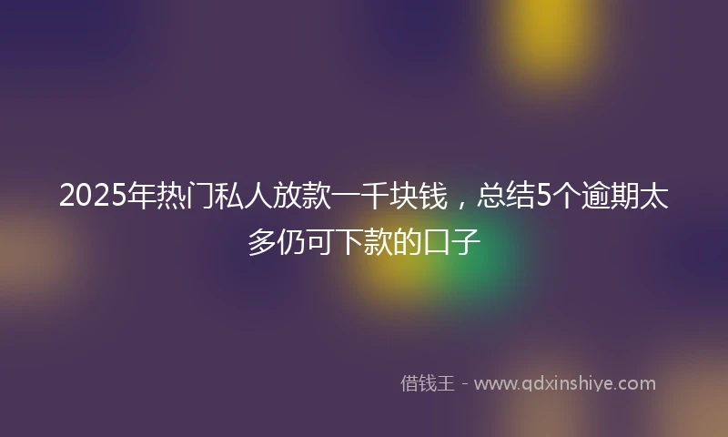 2025年热门私人放款一千块钱，总结5个逾期太多仍可下款的口子