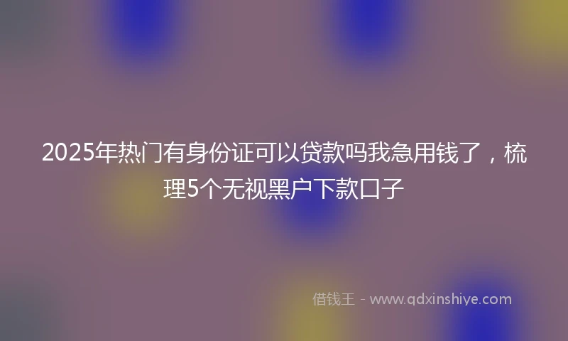 2025年热门有身份证可以贷款吗我急用钱了，梳理5个无视黑户下款口子