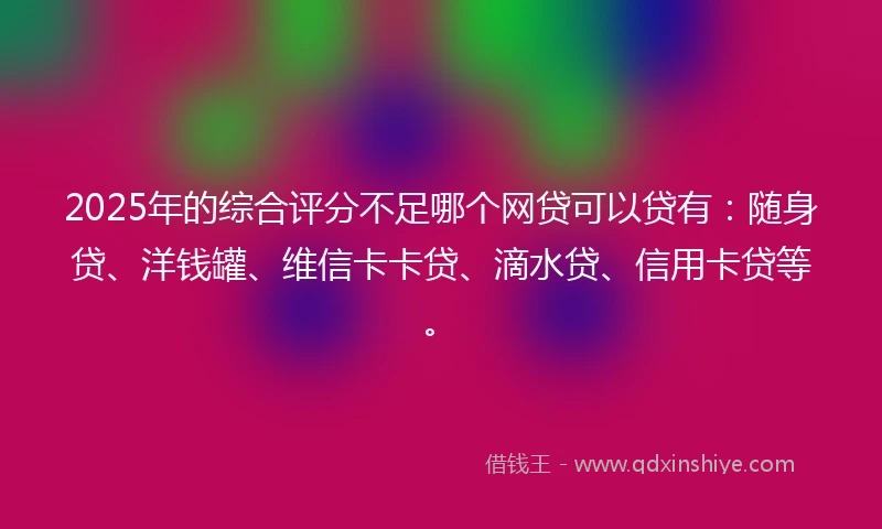 2025年的综合评分不足哪个网贷可以贷有：随身贷、洋钱罐、维信卡卡贷、滴水贷、信用卡贷等。