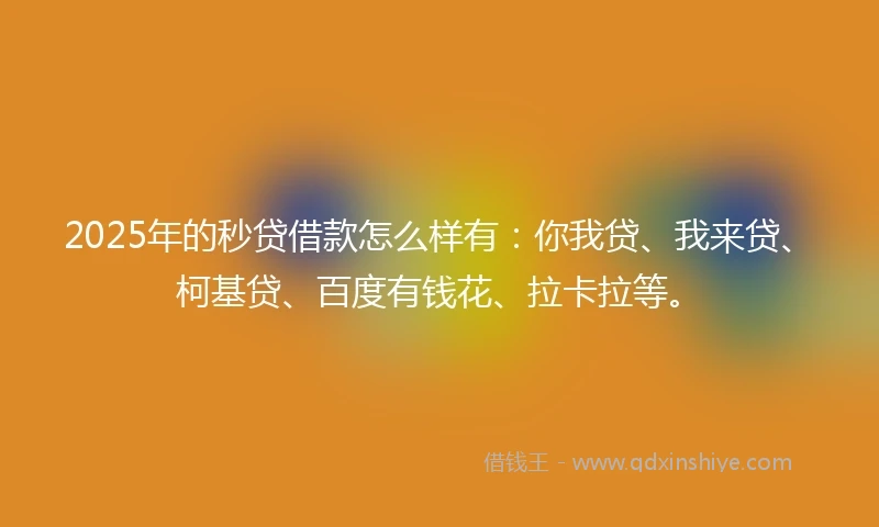 2025年的秒贷借款怎么样有：你我贷、我来贷、柯基贷、百度有钱花、拉卡拉等。