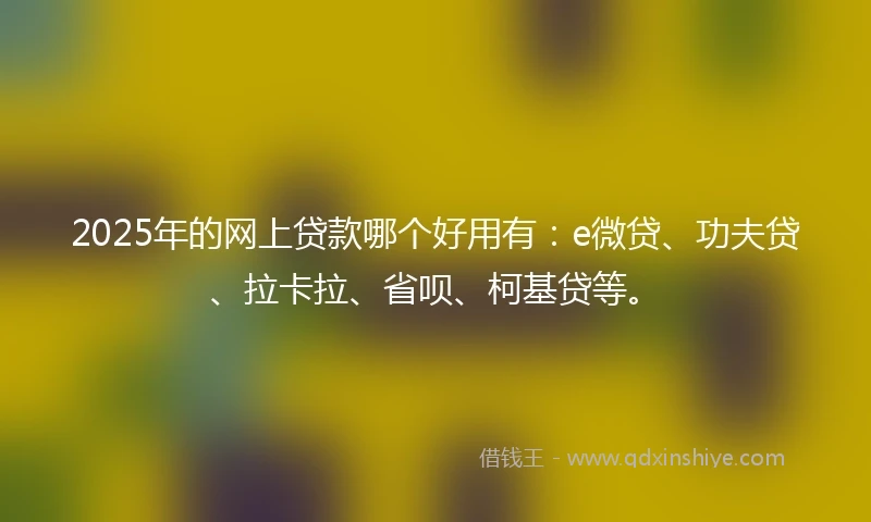 2025年的网上贷款哪个好用有：e微贷、功夫贷、拉卡拉、省呗、柯基贷等。