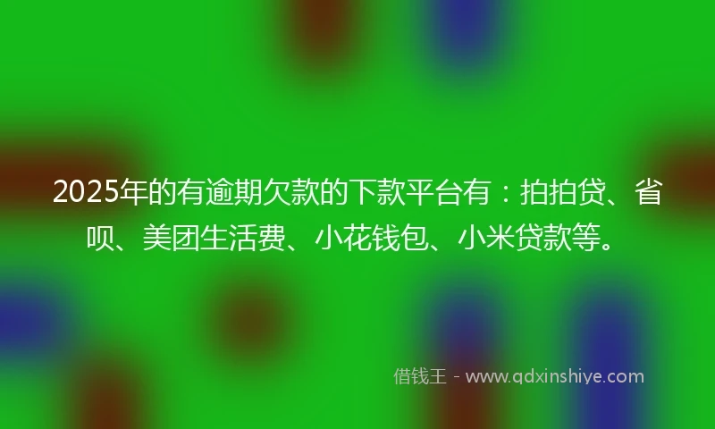 2025年的有逾期欠款的下款平台有：拍拍贷、省呗、美团生活费、小花钱包、小米贷款等。