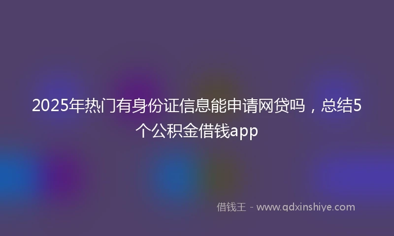 2025年热门有身份证信息能申请网贷吗，总结5个公积金借钱app
