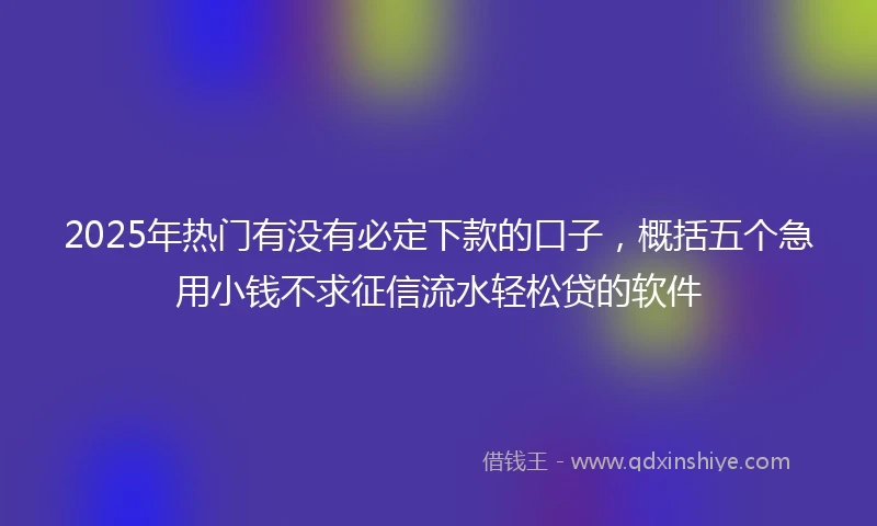 2025年热门有没有必定下款的口子，概括五个急用小钱不求征信流水轻松贷的软件