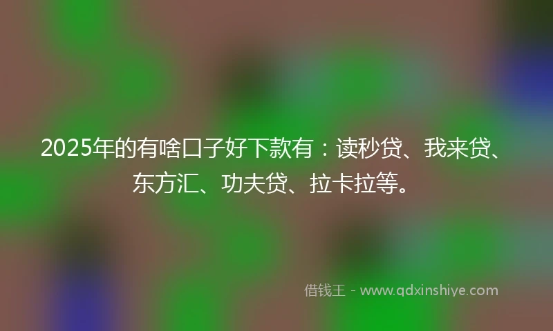 2025年的有啥口子好下款有：读秒贷、我来贷、东方汇、功夫贷、拉卡拉等。