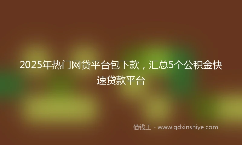 2025年热门网贷平台包下款，汇总5个公积金快速贷款平台