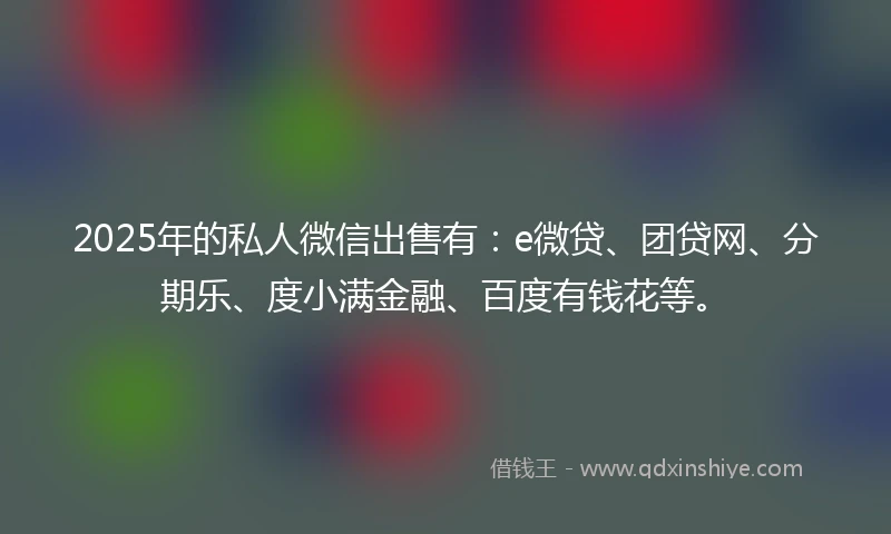 2025年的私人微信出售有：e微贷、团贷网、分期乐、度小满金融、百度有钱花等。