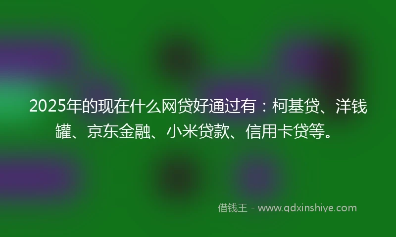 2025年的现在什么网贷好通过有：柯基贷、洋钱罐、京东金融、小米贷款、信用卡贷等。