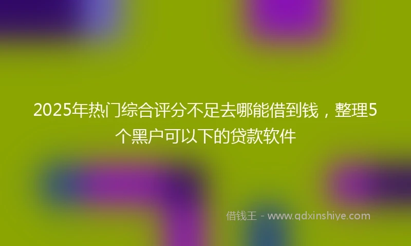 2025年热门综合评分不足去哪能借到钱，整理5个黑户可以下的贷款软件